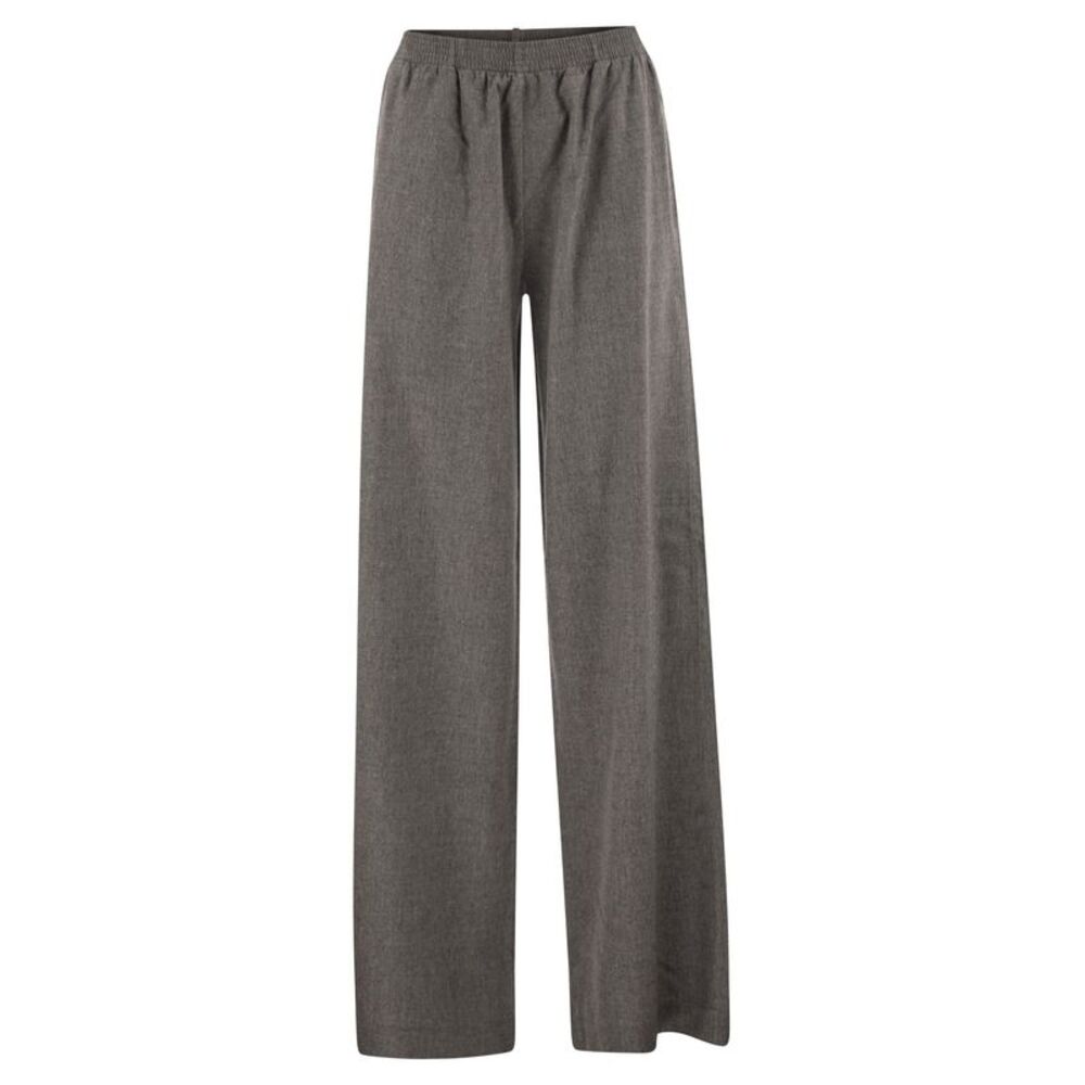 Fabiana Filippi Women Virgin Wool Flannel Trousers With Elasticated Waistband